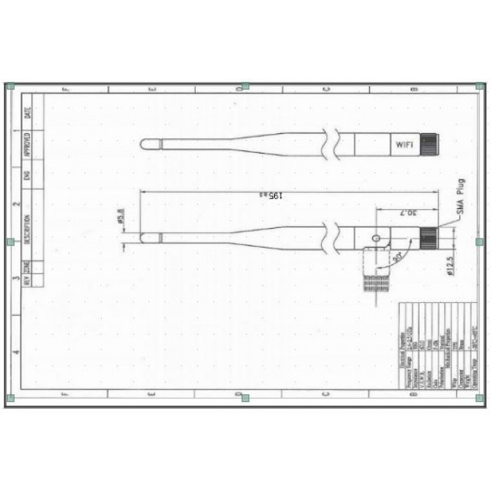524WiFi internal 5dBi rSMA ROD Dual Band Terminal Antenna, 2.4 and 5GHz, omni directional, 19.5cm - Image 4