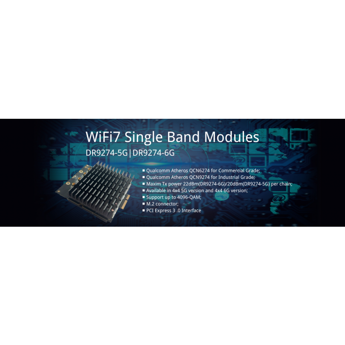 524 WiFi7 DRiver 9274-5G Qualcomm QCN 6274 (11be) 5GHz 4X4 MU-MIMO WIFI MODULE, M.2 E key, Waikiki, Pro+ - Image 2