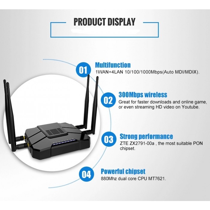 ZBT WE1326 LTE router 4G 2.4GHz 5GHz 802.11b/g/n/ac MT7621 1SIM 1SDcard 1USB 4x5dBi antenna GoldenOrb Rooter OpenWRT - Obrázek 2