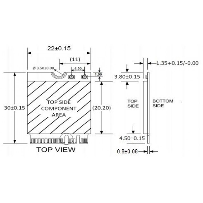 WNFQ-258ACN(BT) 802.11ac/a/b/g/n WiFi + Bluetooth Combo, M.2 2230 A / E KEY Module, WiFi 5, Qualcomm QCA6174A, 2T2R, Sparklan - Obrázek 3