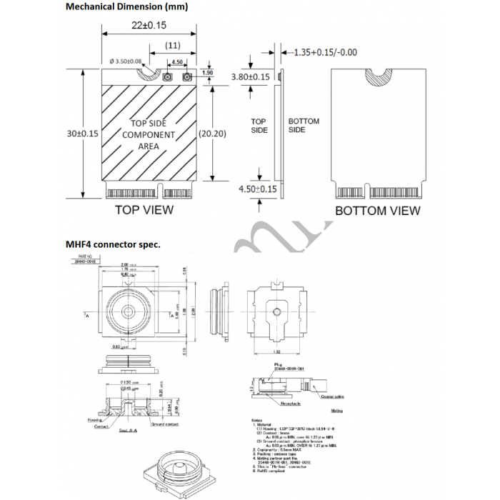 Sparklan WNFQ-269AX(BT) Tri Band WiFi 6/6E 2x2 MU-MIMO 2T2R Wi-Fi+Bluetooth 5.2 M.2 E key module – Bild 3