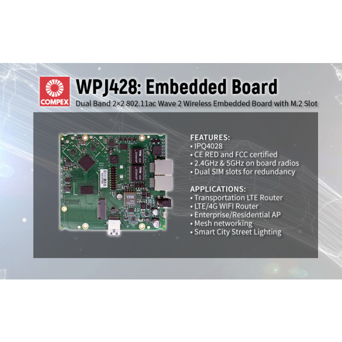 WPJ428 Multi-function IPQ4028 Embedded Board, 710MHz CPU / 2x GE Port / Dual Band 802.11ac Wave 2, LTE Gateway – Bild 6