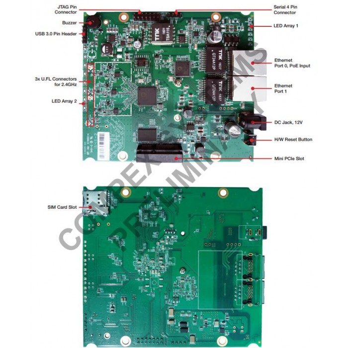 COMPEX WPJ563 HV Embedded Board with MiniPCI-e Slot, SIM card slot and 2.4GHz 3×3 MIMO Wireless on-Board, QCA9563 - Image 6