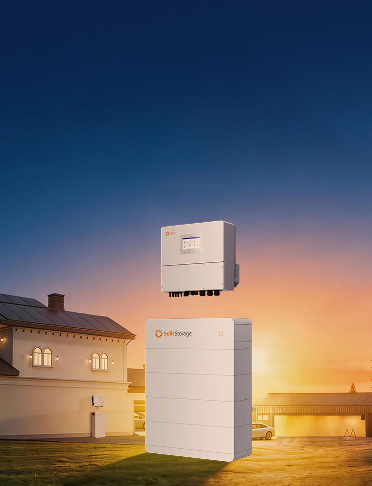 Modularer Solis FlexHome-H Batterieturm mit Hybridwechselrichter; angeboten wird ein 5-kWh-Batteriemodul