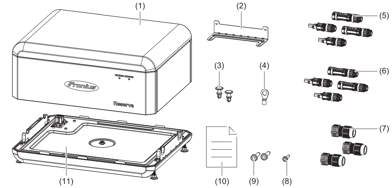 Fronius Reserva Pro BMS with base, bracket, connectors and fasteners