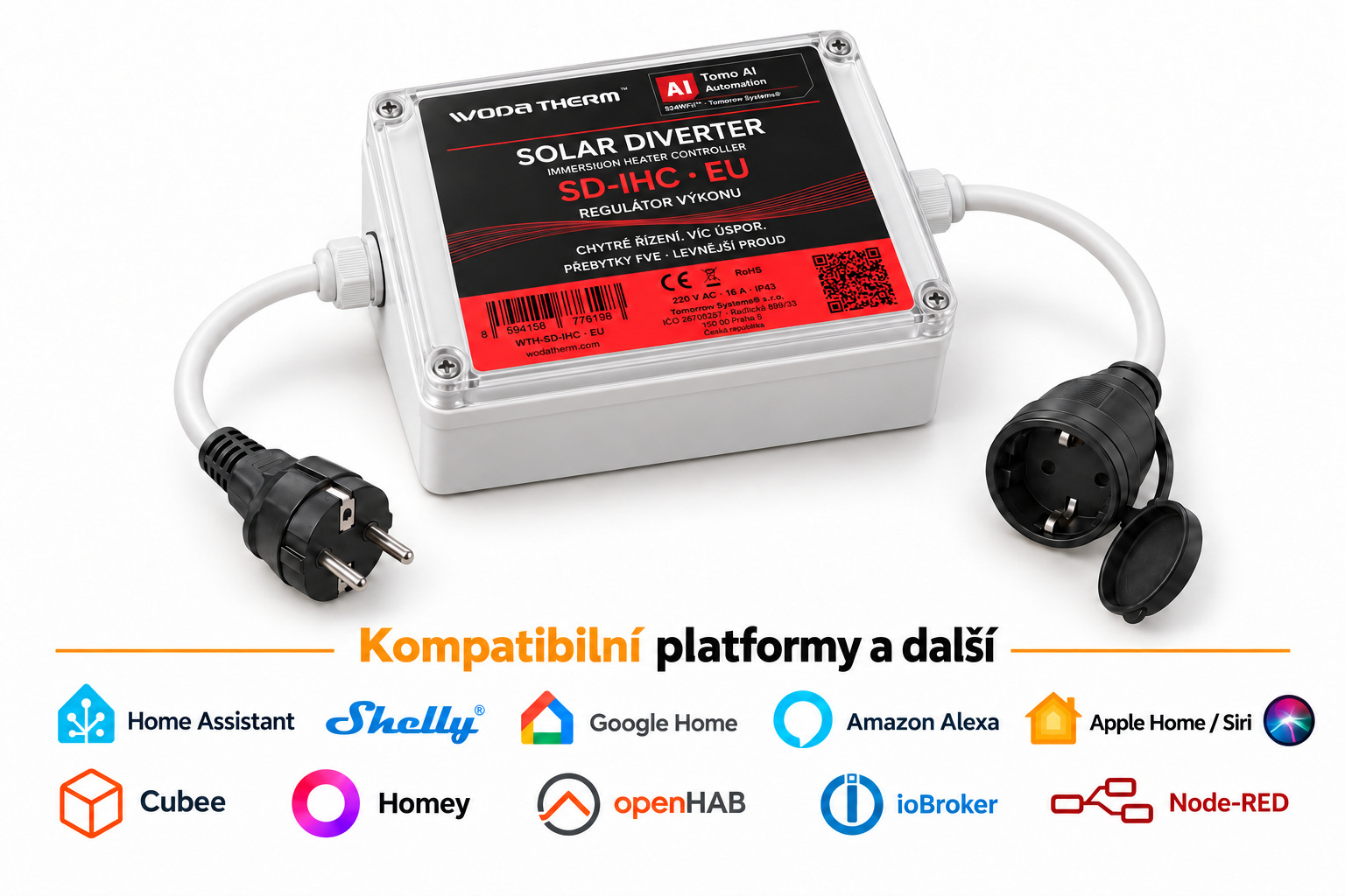 WodaTherm™ SD-IHC — kompatibilní platformy včetně Apple Home / Siri